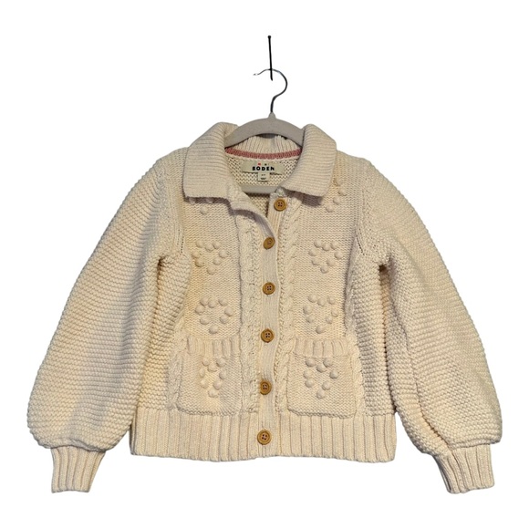 Mini Boden | Cream Bobble Knit Cardigan Sweater Size 6-7Y - Picture 1 of 11